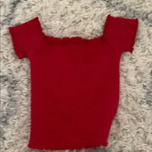 Off the shoulder red crop top